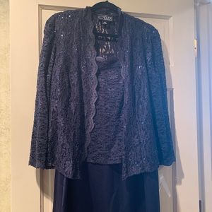 NEW Alex Evenings MOB formal navy dress. Size 16 W